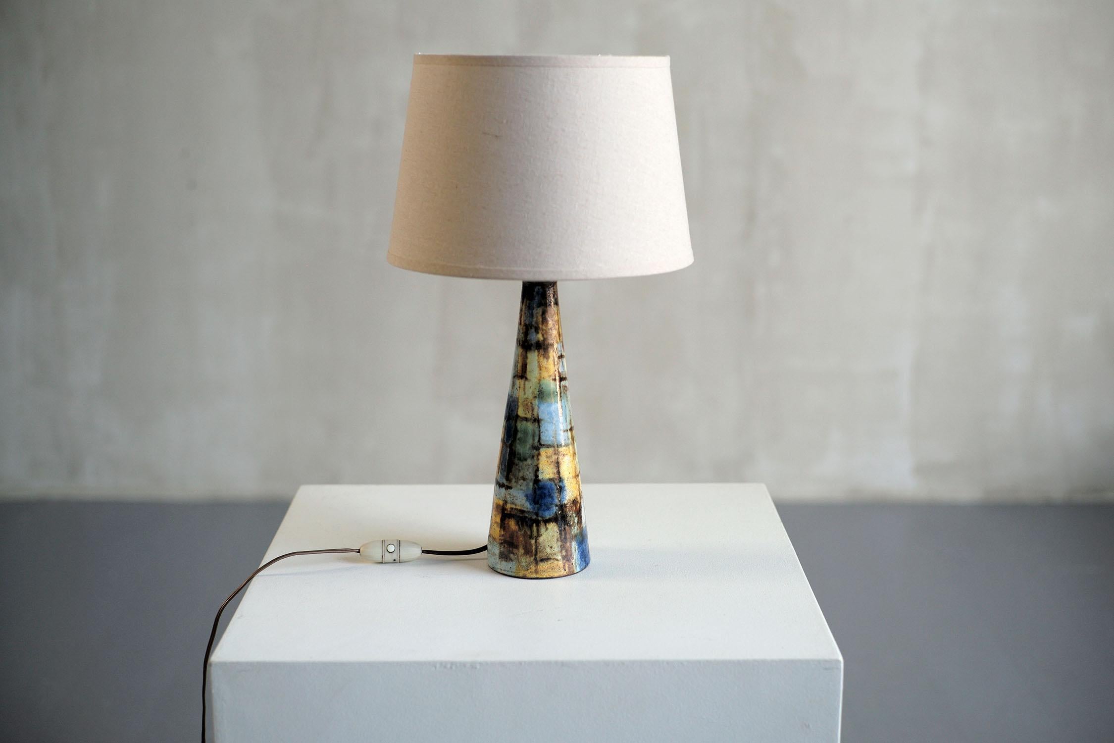 Enameled Alexandre Kostanda '1921-2007', Table Lamp, France, 1950 For Sale