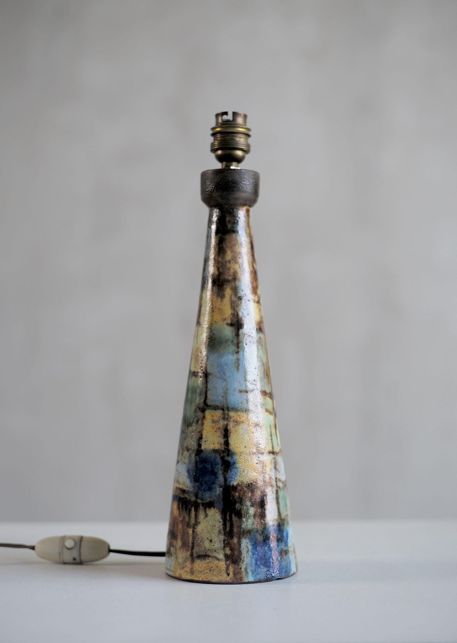 Sandstone Alexandre Kostanda '1921-2007', Table Lamp, France, 1950 For Sale