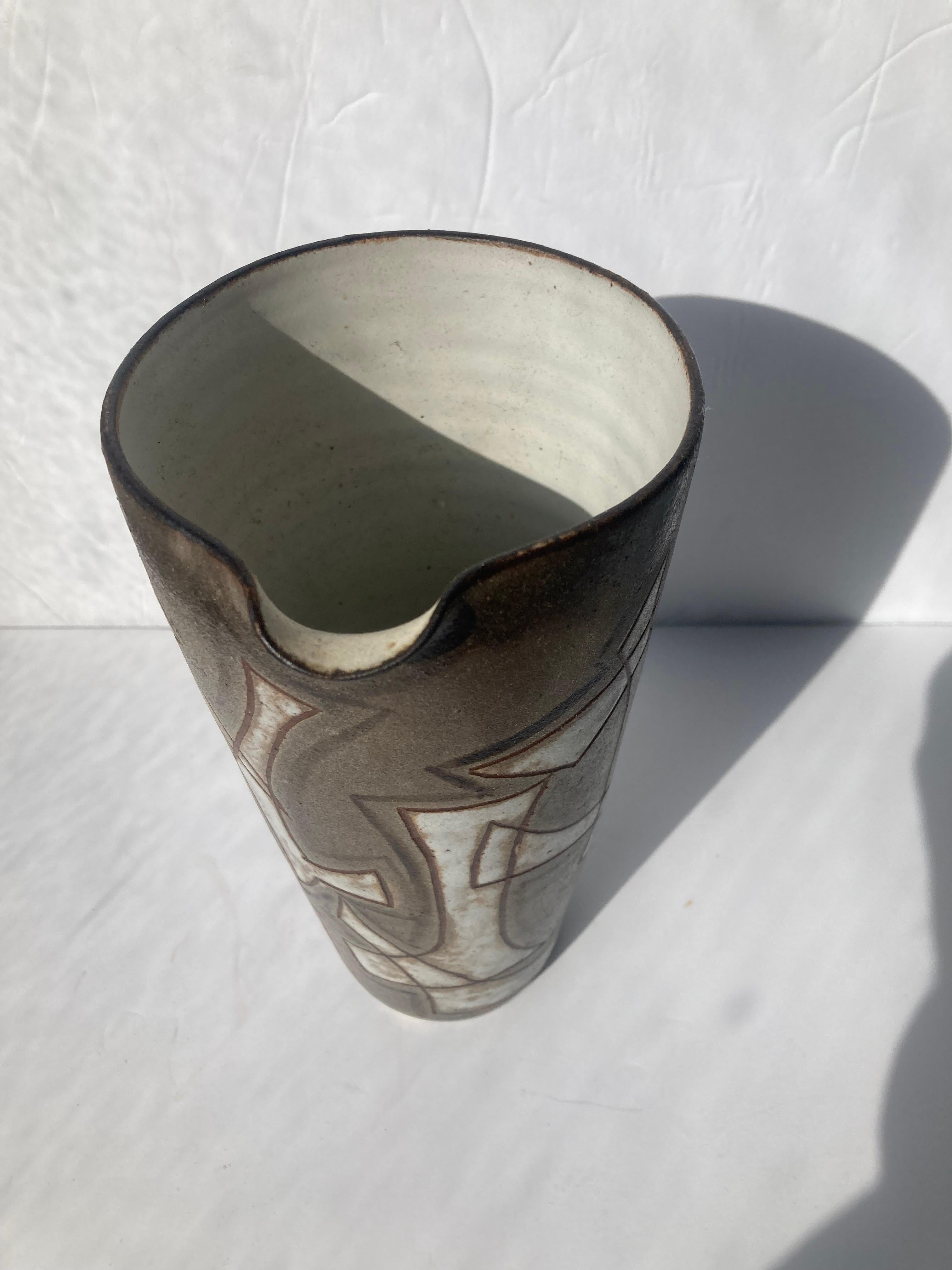 French Alexandre Kostanda ceramic , pottery abstract  vessel /pitcher , Vallauris . For Sale