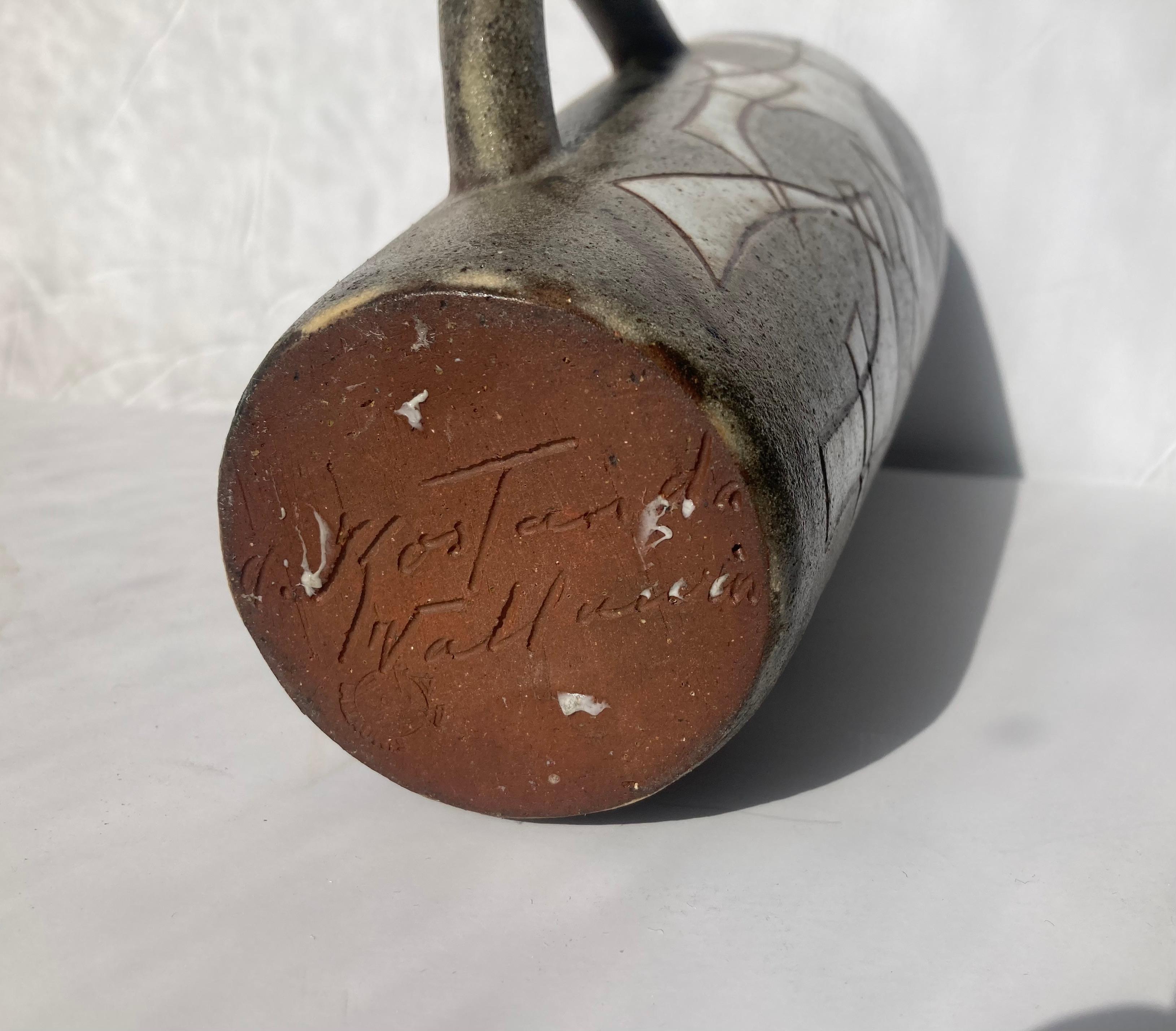 Alexandre Kostanda ceramic , pottery abstract  vessel /pitcher , Vallauris . In Good Condition For Sale In Los Angeles, CA