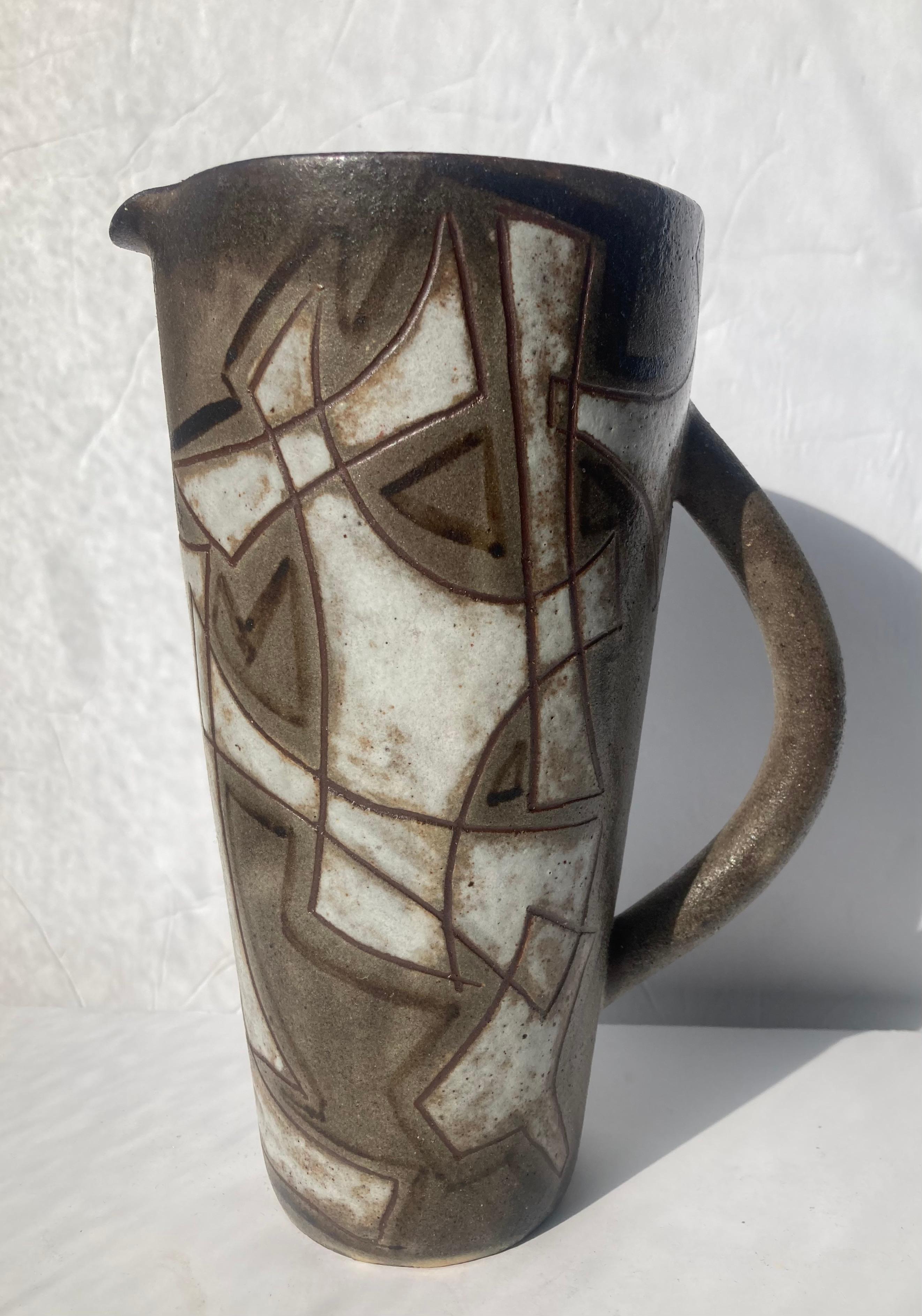 20th Century Alexandre Kostanda ceramic , pottery abstract  vessel /pitcher , Vallauris . For Sale