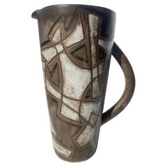 Vintage Alexandre Kostanda ceramic , pottery abstract  vessel /pitcher , Vallauris .