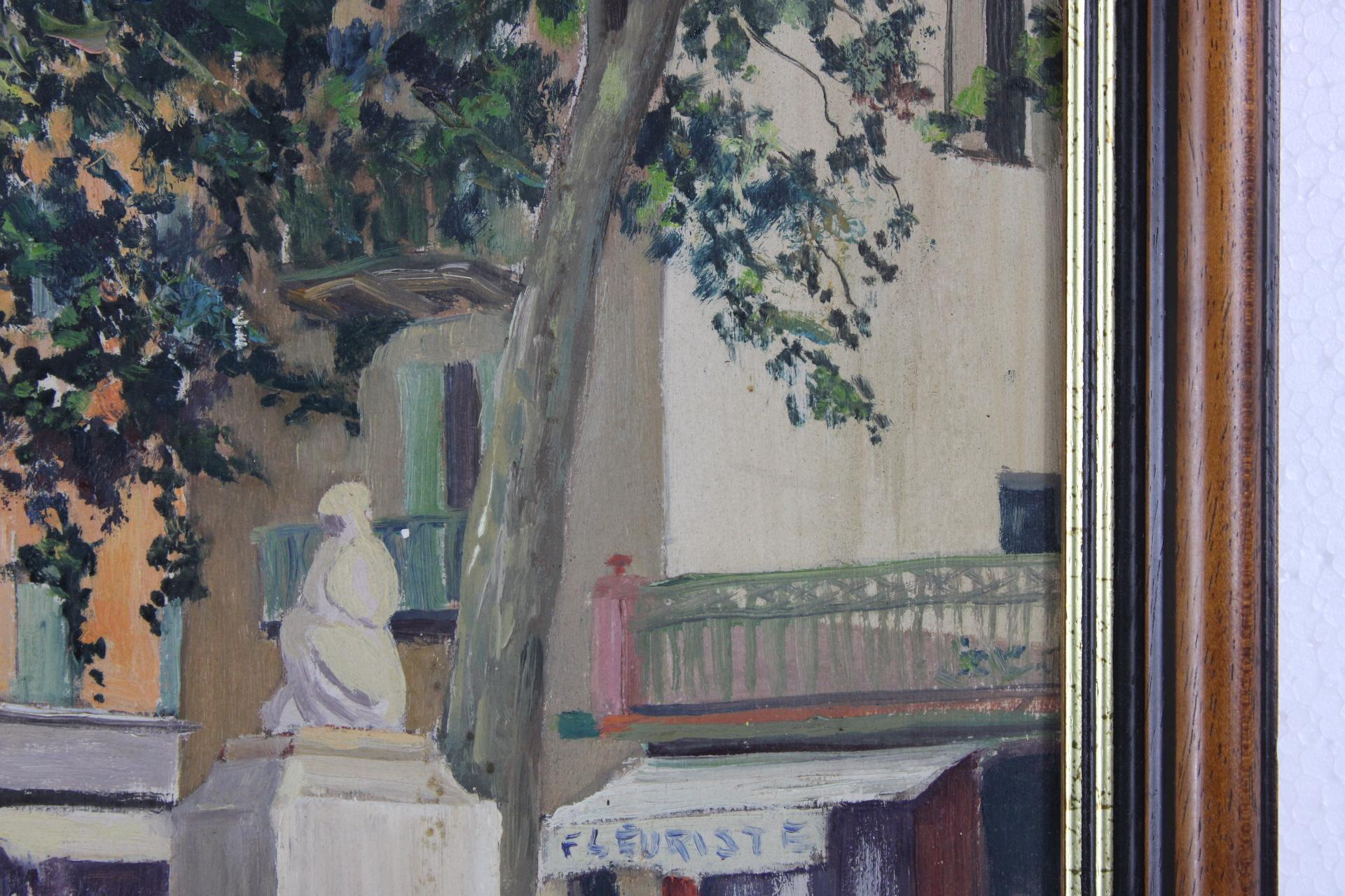 South of France, huile sur carte originale, post-impressionnisme, signée et datée en vente 3