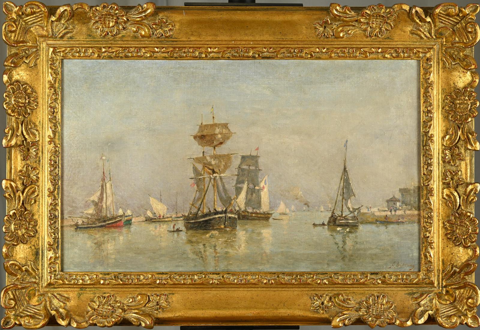 Alexandre Louis Dubourg Landscape Painting - Voilier en rade d'Honfleur