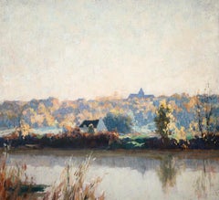An Autumn Morning - Impressionist Oil, River Landscape by Alexandre Louis Jacob