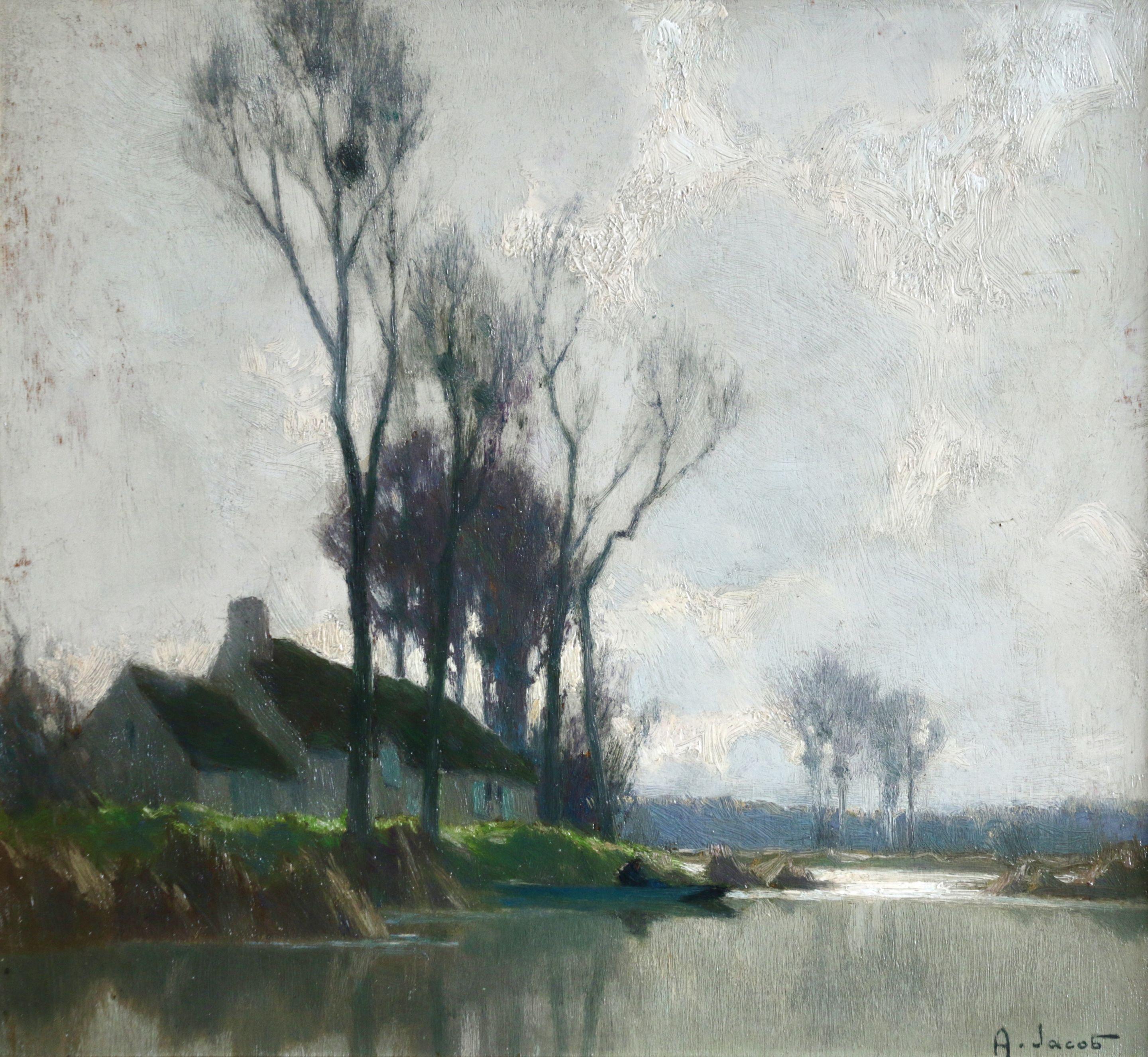 Alexandre Louis Jacob Landscape Painting - Au Bord de L'Eau