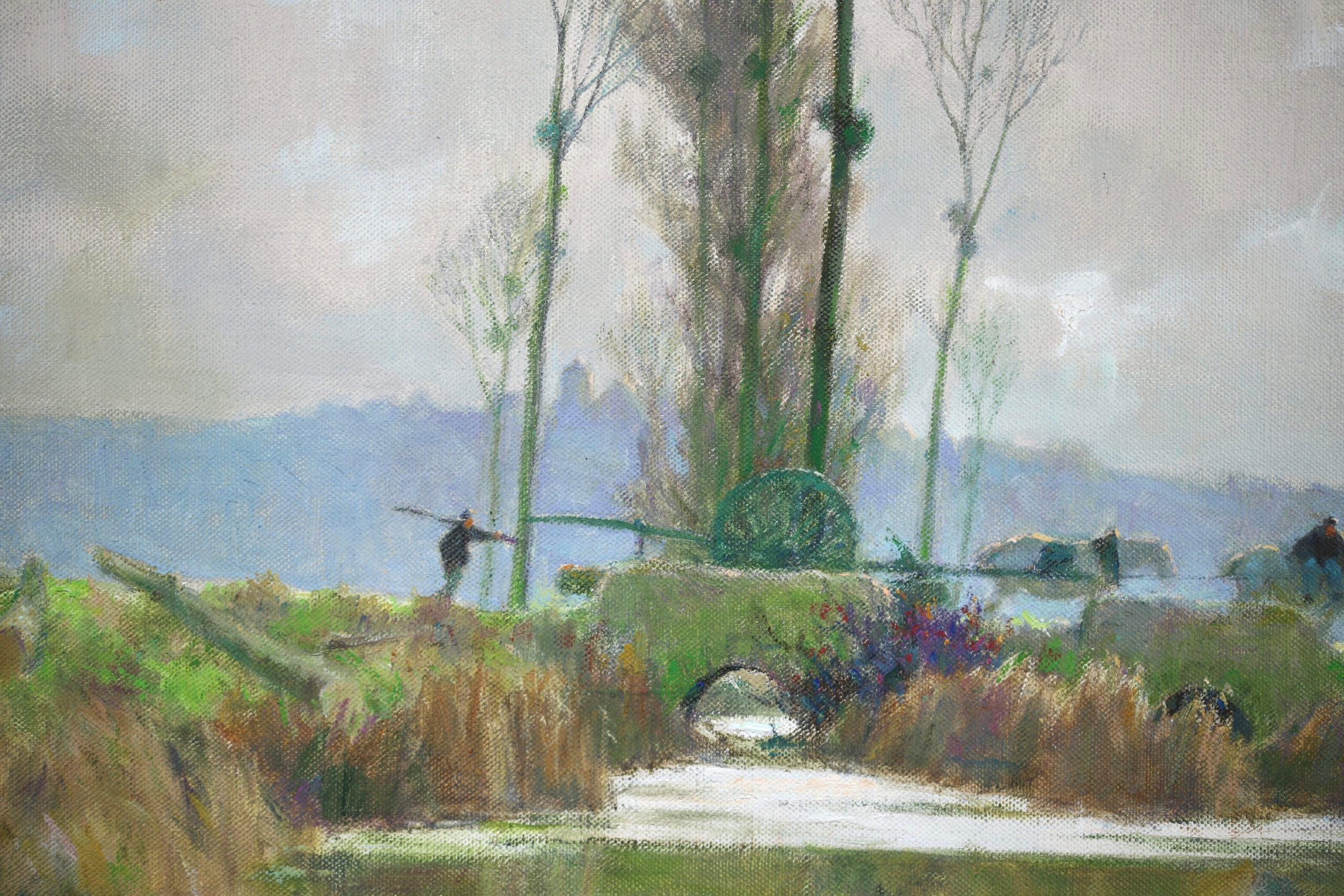 Avant Printemps au Marais - Paysage fluvial impressionniste de Alexandre Jacob en vente 6