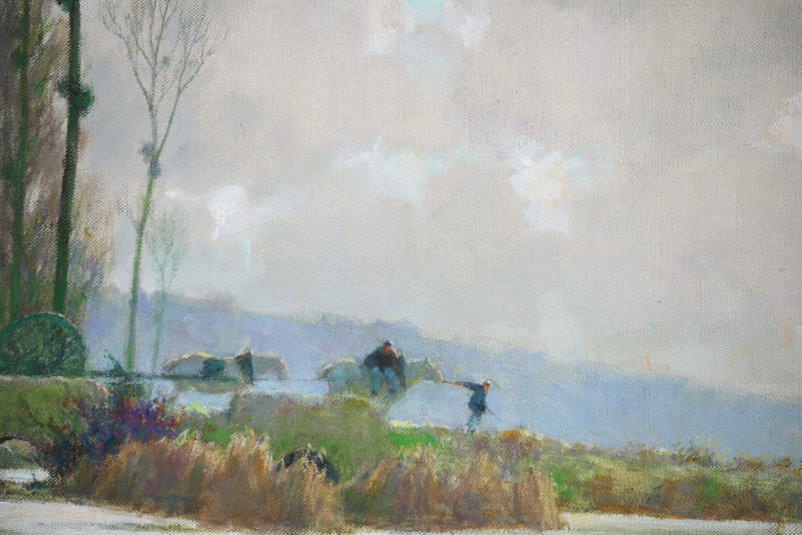 Avant Printemps au Marais - Paysage fluvial impressionniste de Alexandre Jacob en vente 7