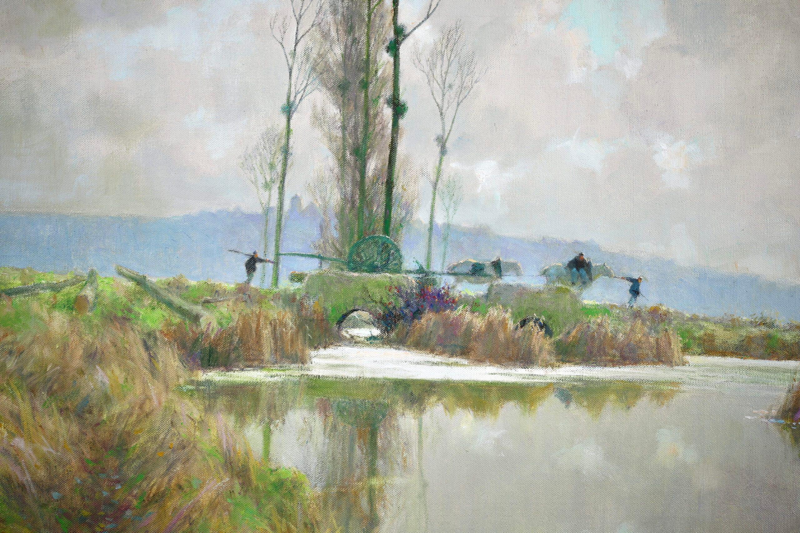 Avant Printemps au Marais - Paysage fluvial impressionniste de Alexandre Jacob en vente 1