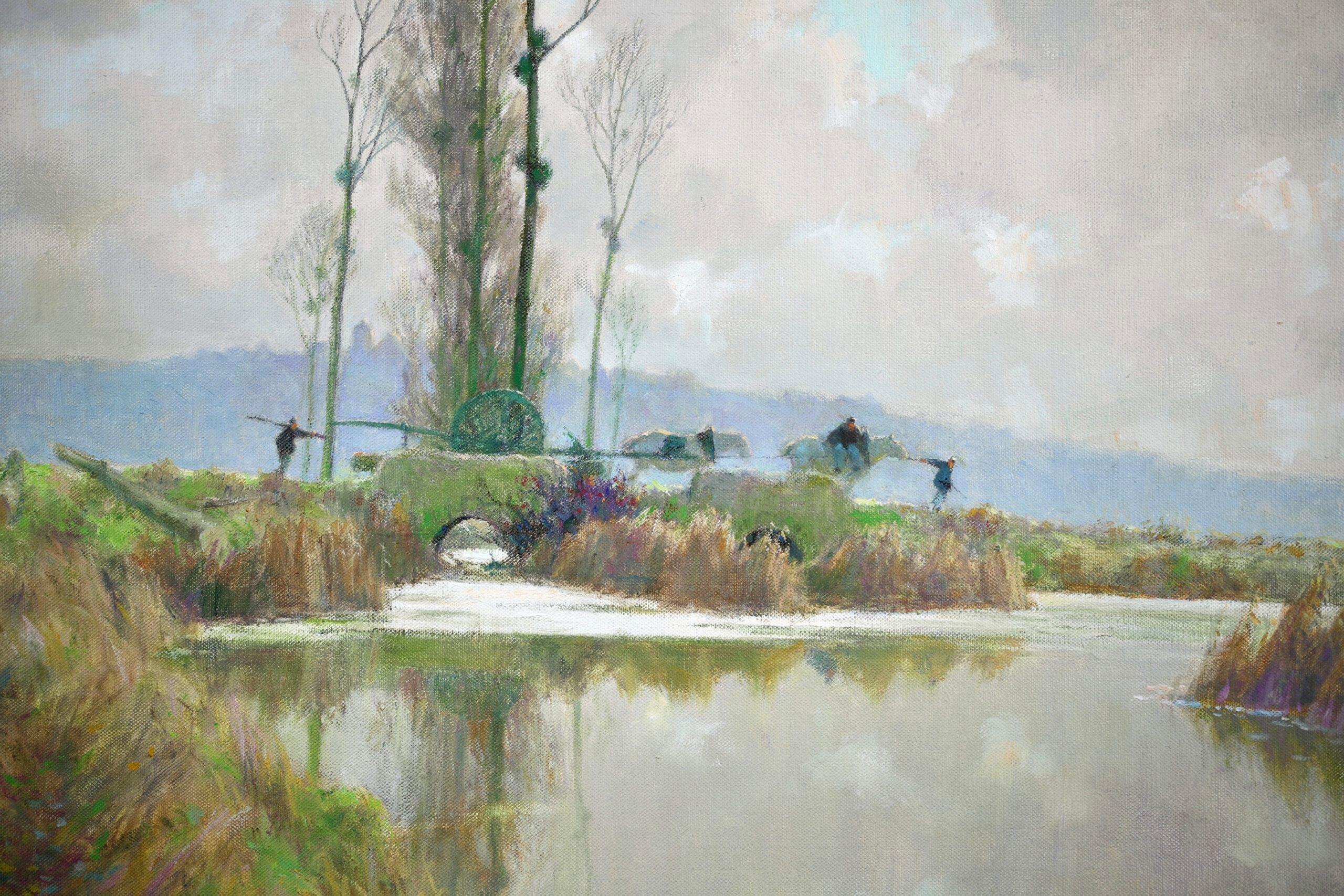Avant Printemps au Marais - Paysage fluvial impressionniste de Alexandre Jacob en vente 2