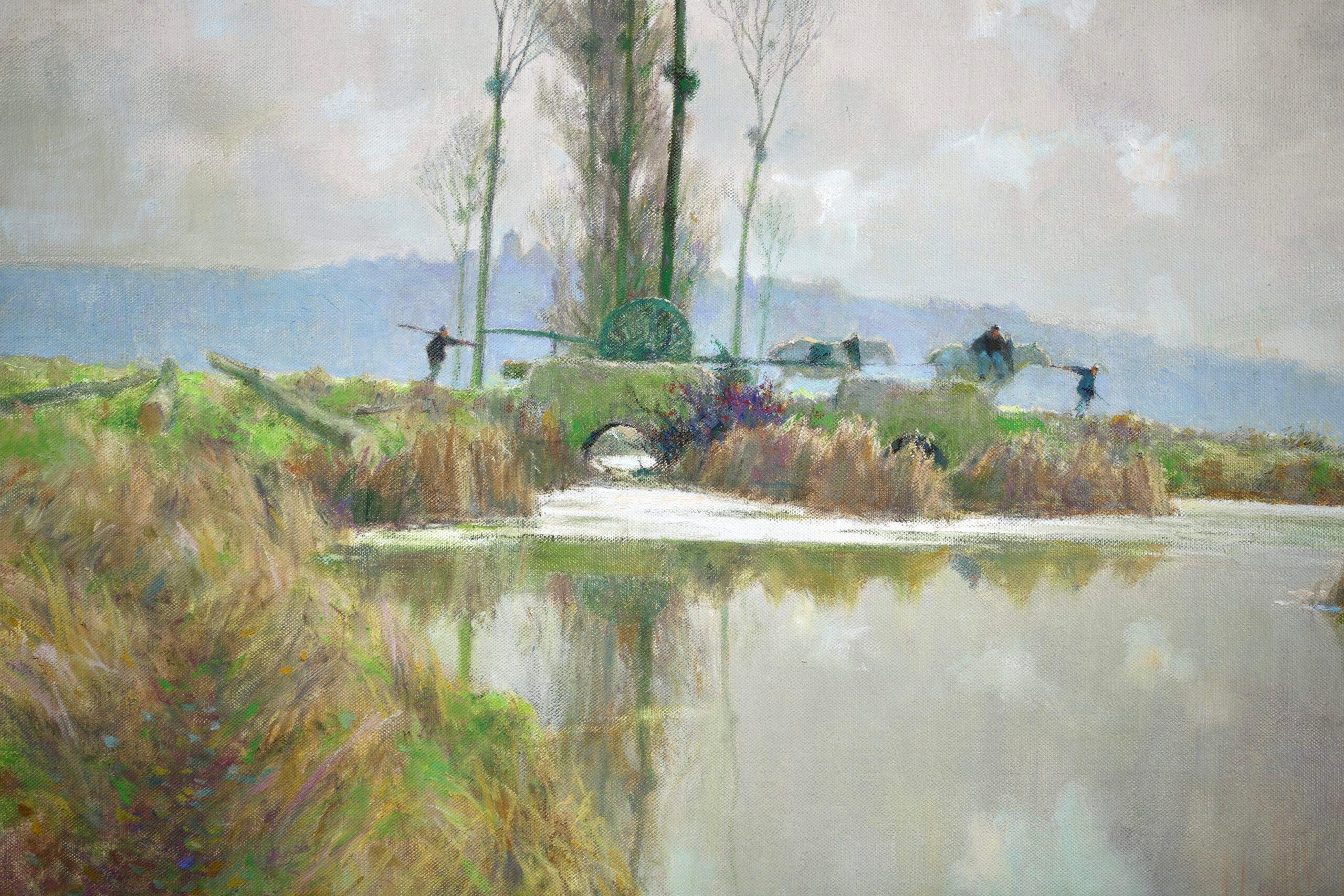 Avant Printemps au Marais - Paysage fluvial impressionniste de Alexandre Jacob en vente 3