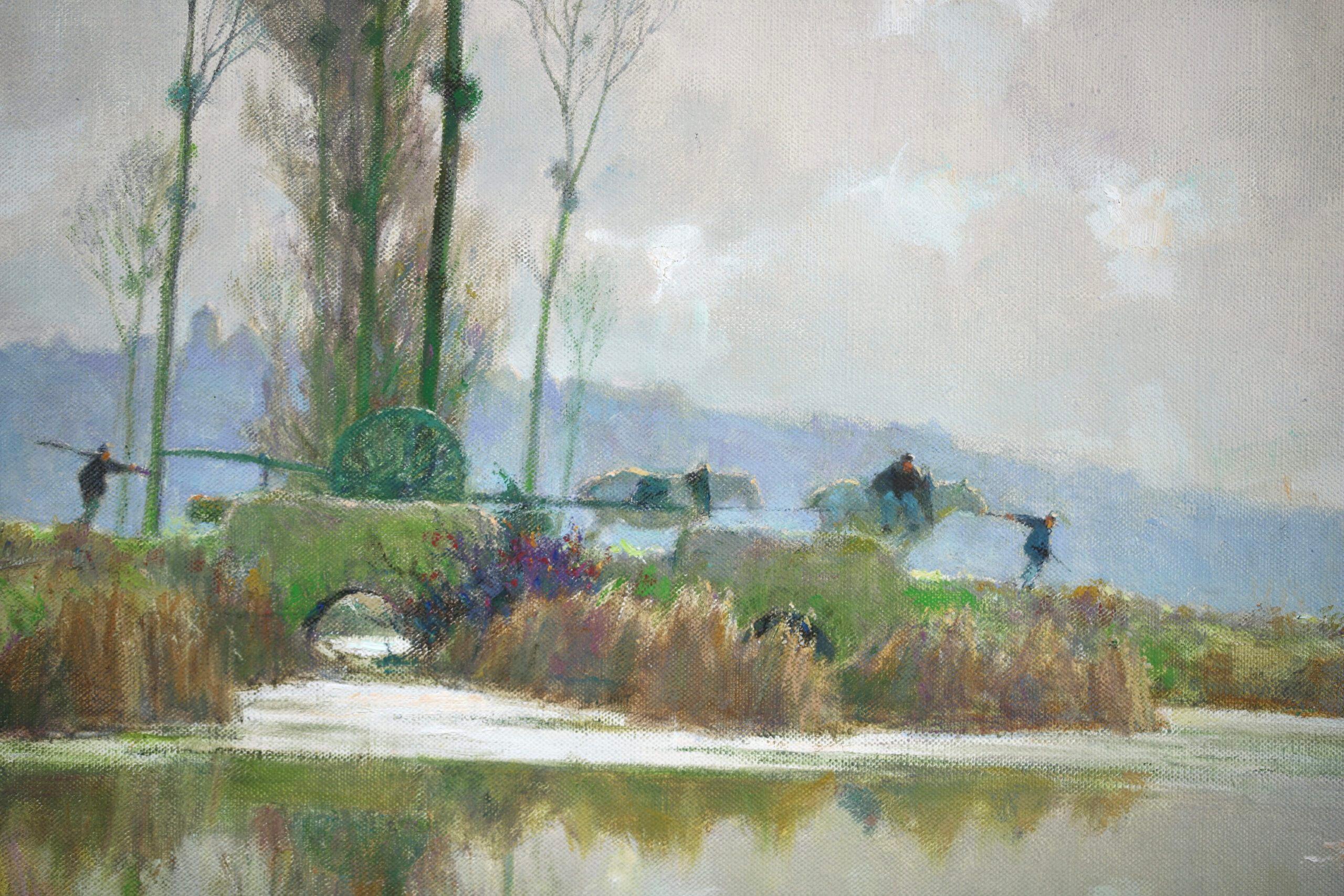 Avant Printemps au Marais - Paysage fluvial impressionniste de Alexandre Jacob en vente 5