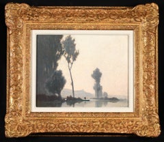 Antique Buee Matinale - Impressionist Riverscape Oil Painting by Alexandre Jacob