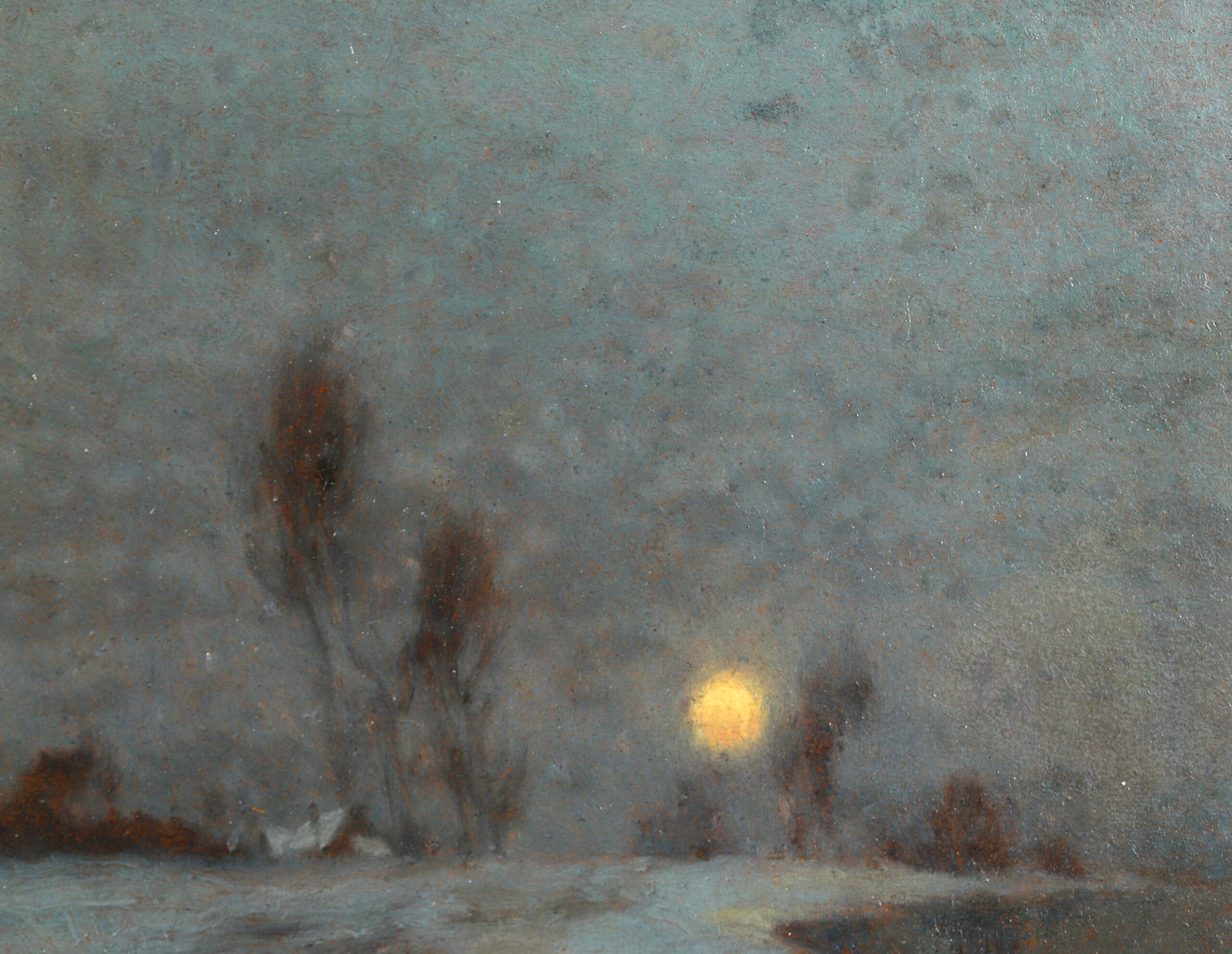 Crepescule - Au Bord de la Seine - Paysage impressionniste Huile - Alexandre Jacob en vente 5