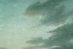 Crescent Moon Over The Marshes - Signed oil on board by Alexandre Jacob