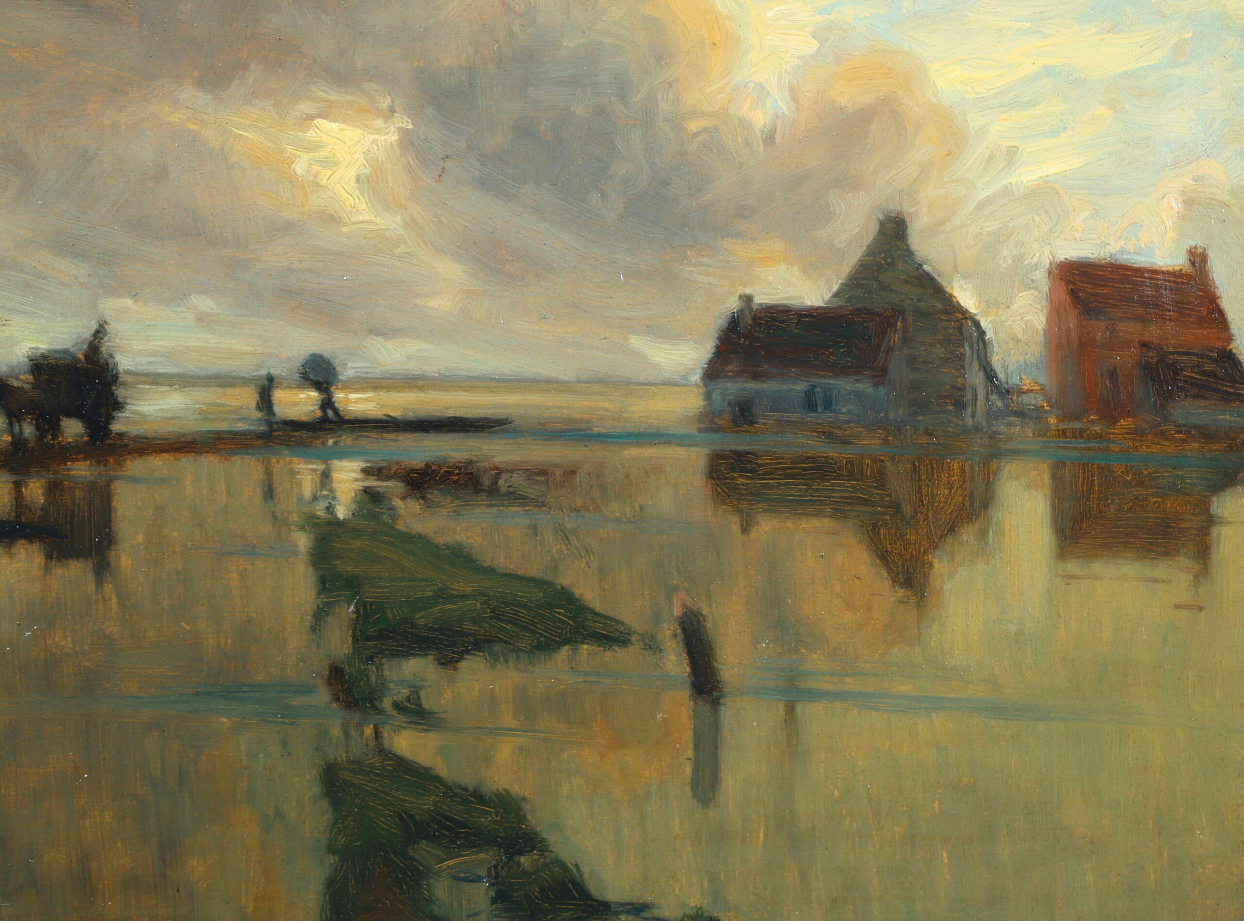 Dans la plaine de Gennevilliers - Impressionist Landscape Oil by Alexandre Jacob For Sale 1