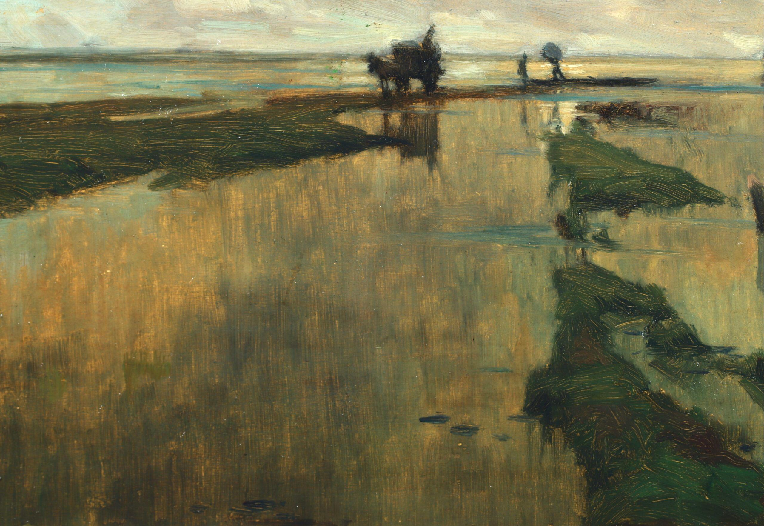 Dans la plaine de Gennevilliers - Impressionist Landscape Oil by Alexandre Jacob For Sale 3