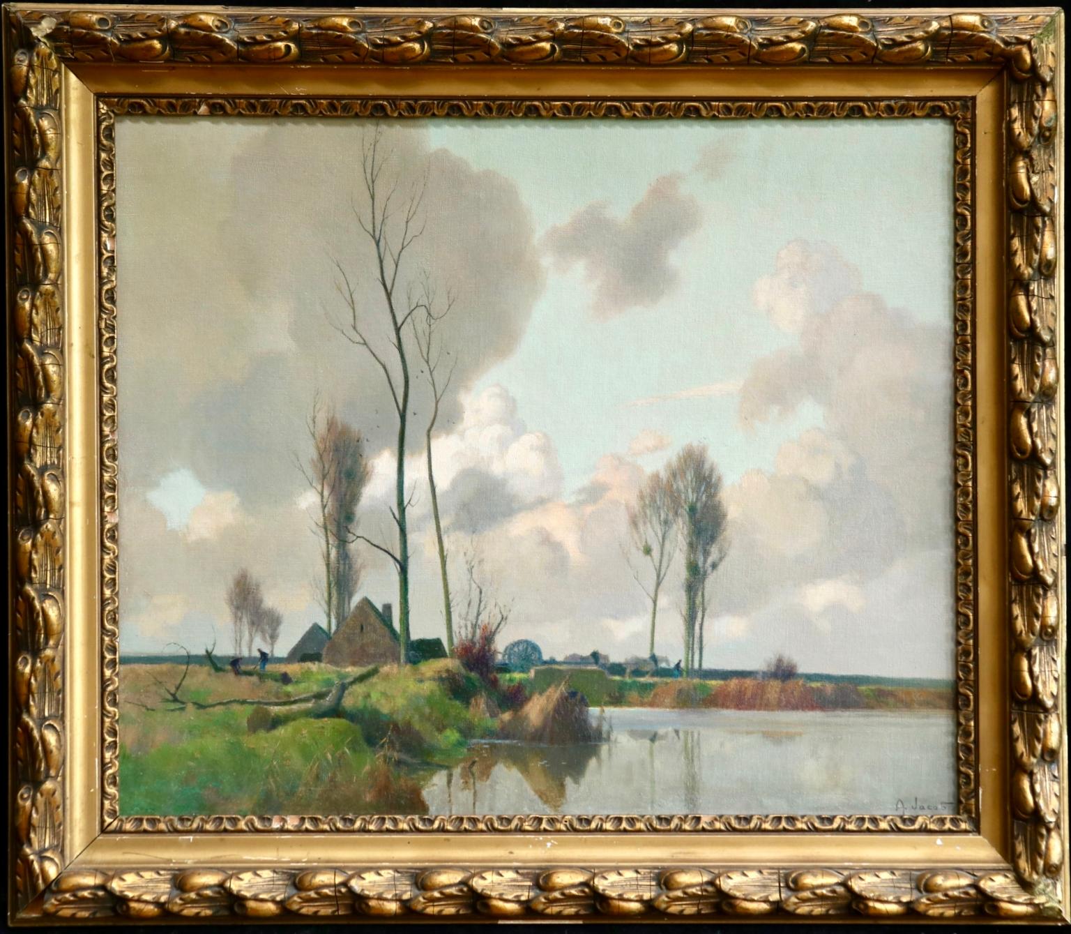 Eclaircie sur le Marais - Environs d'Amiens - Impressionist Landscape  - A Jacob - Painting by Alexandre Louis Jacob