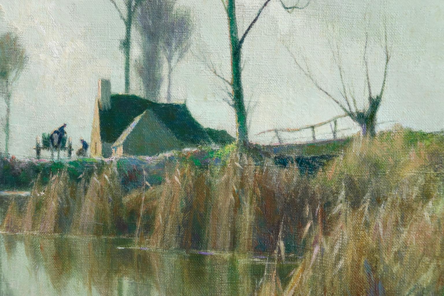 Eclaircie sur le Marais - Impressionist Oil, River in Landscape by A Jacob - Painting by Alexandre Louis Jacob