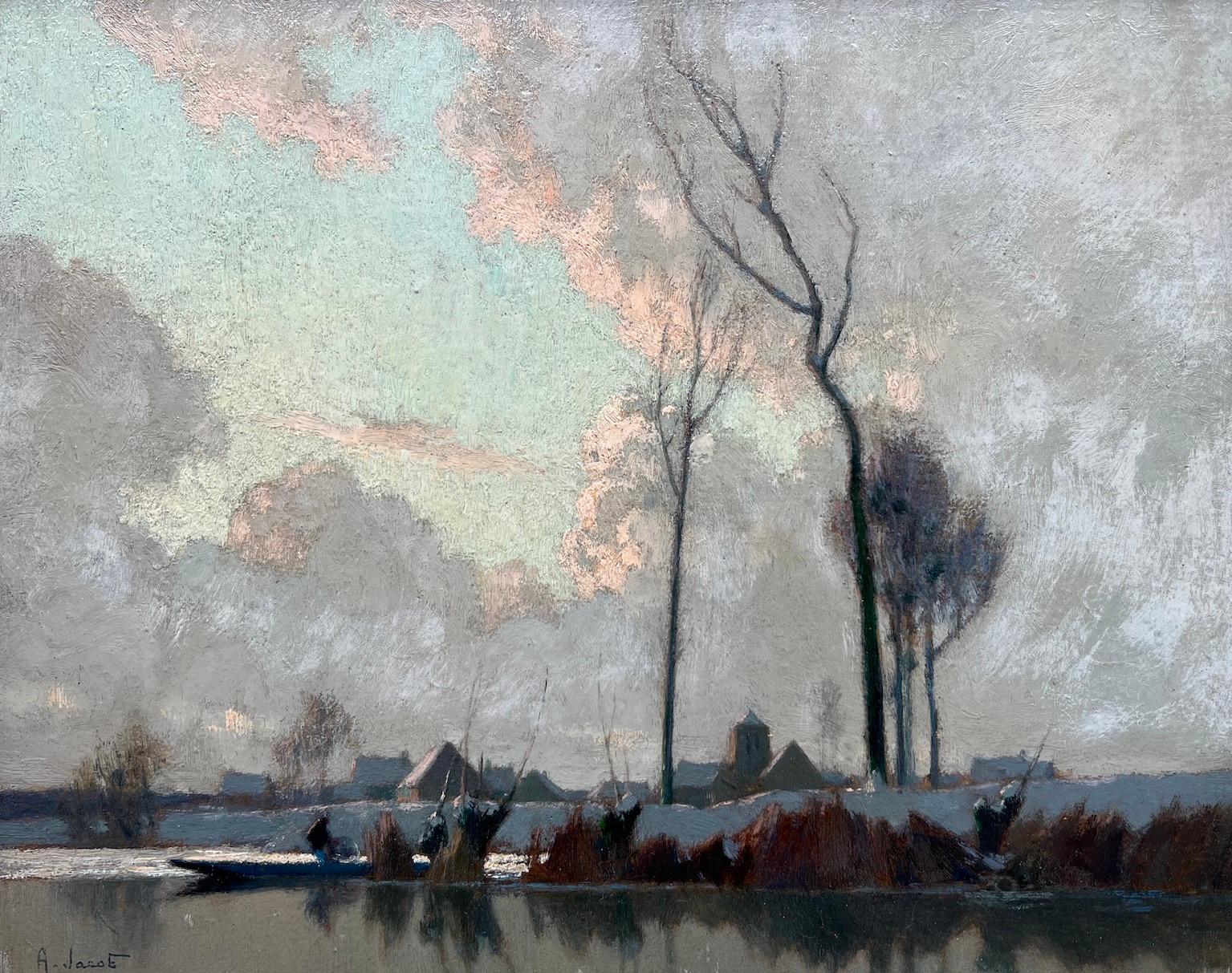 Alexandre Louis Jacob Landscape Painting - Étude d’Hiver, Seine et Marne