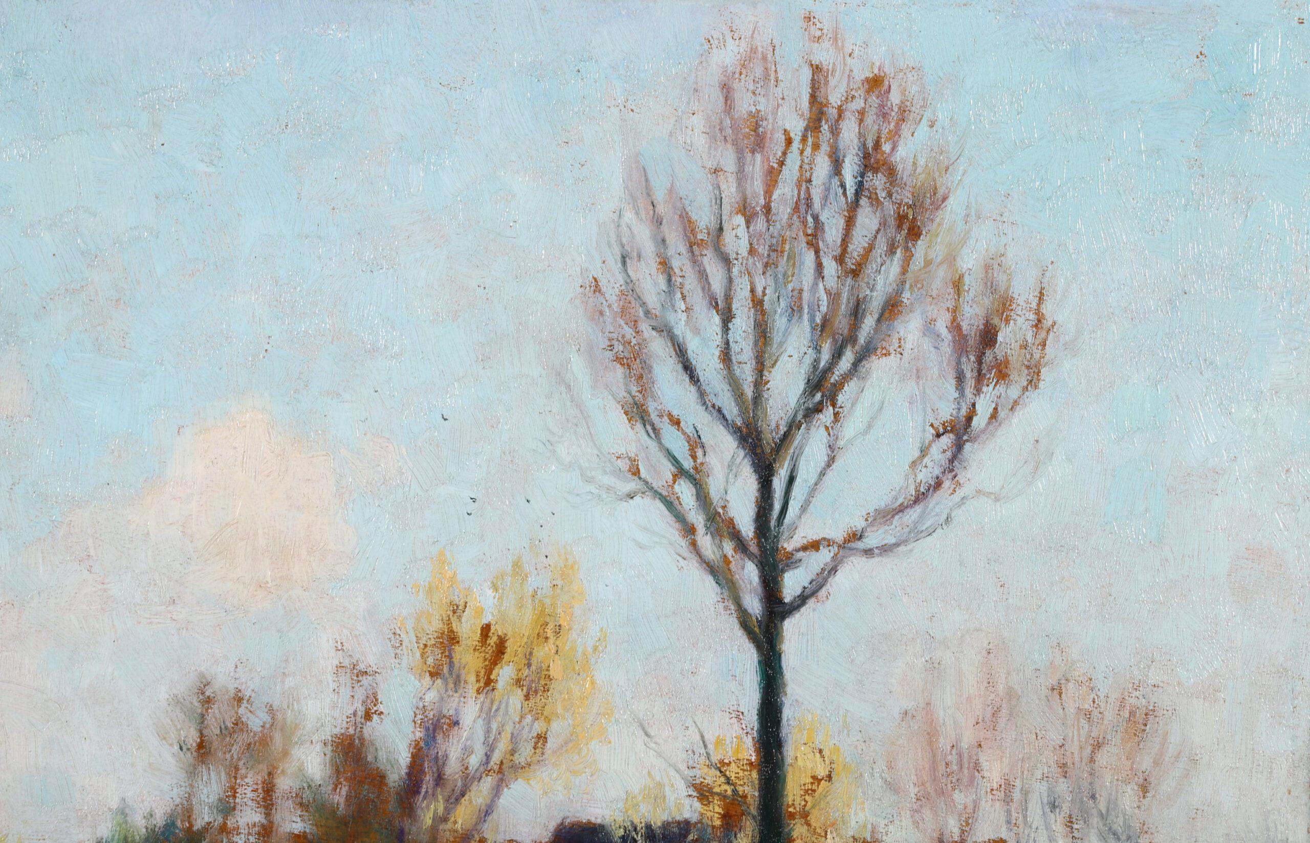 La pêche sur la Seine - Peinture à l'huile impressionniste d'un paysage par Alexandre Jacob - Impressionnisme Painting par Alexandre Louis Jacob