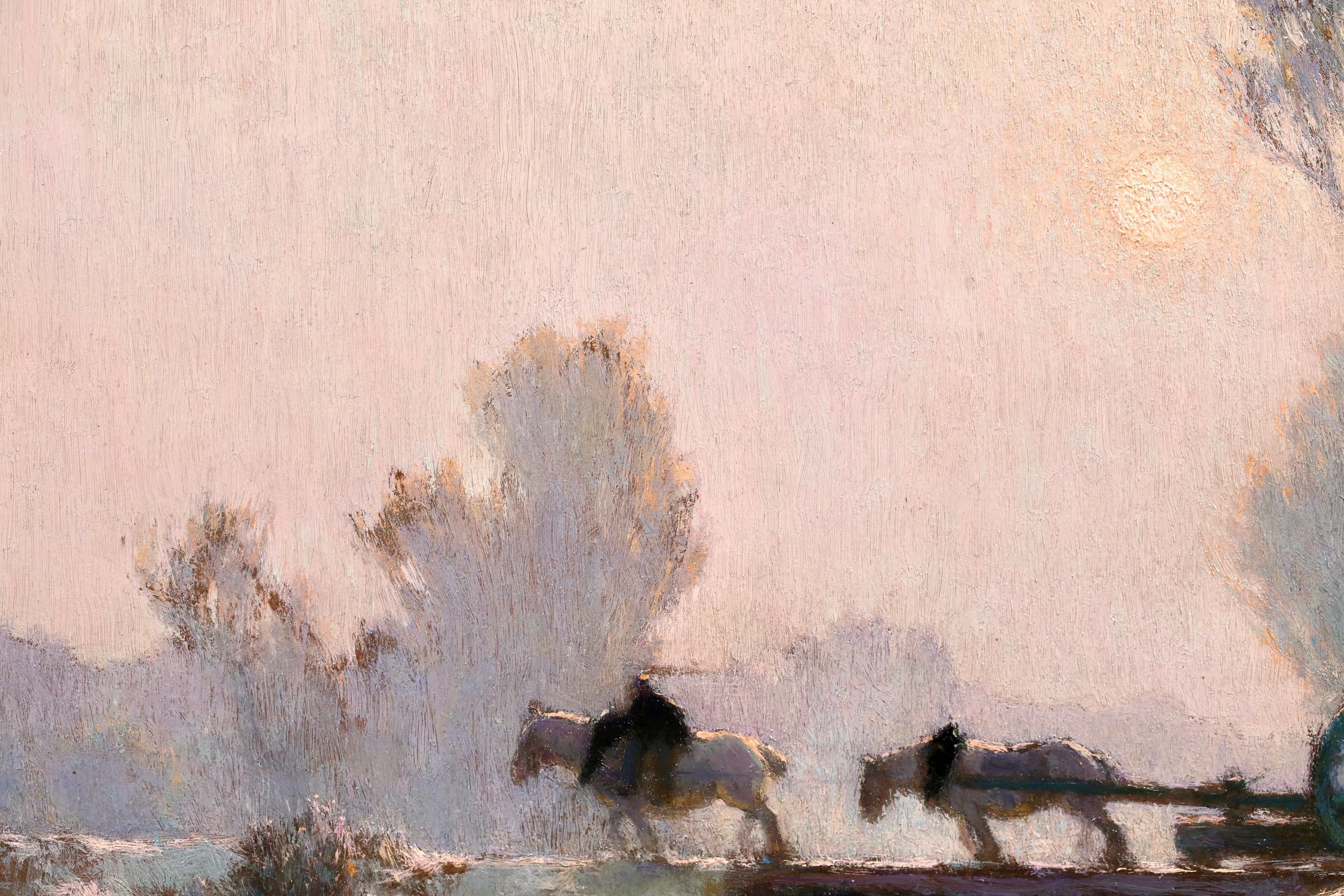 Givre et Soleil - Impressionist Riverscape Oil by Alexandre Jacob 1