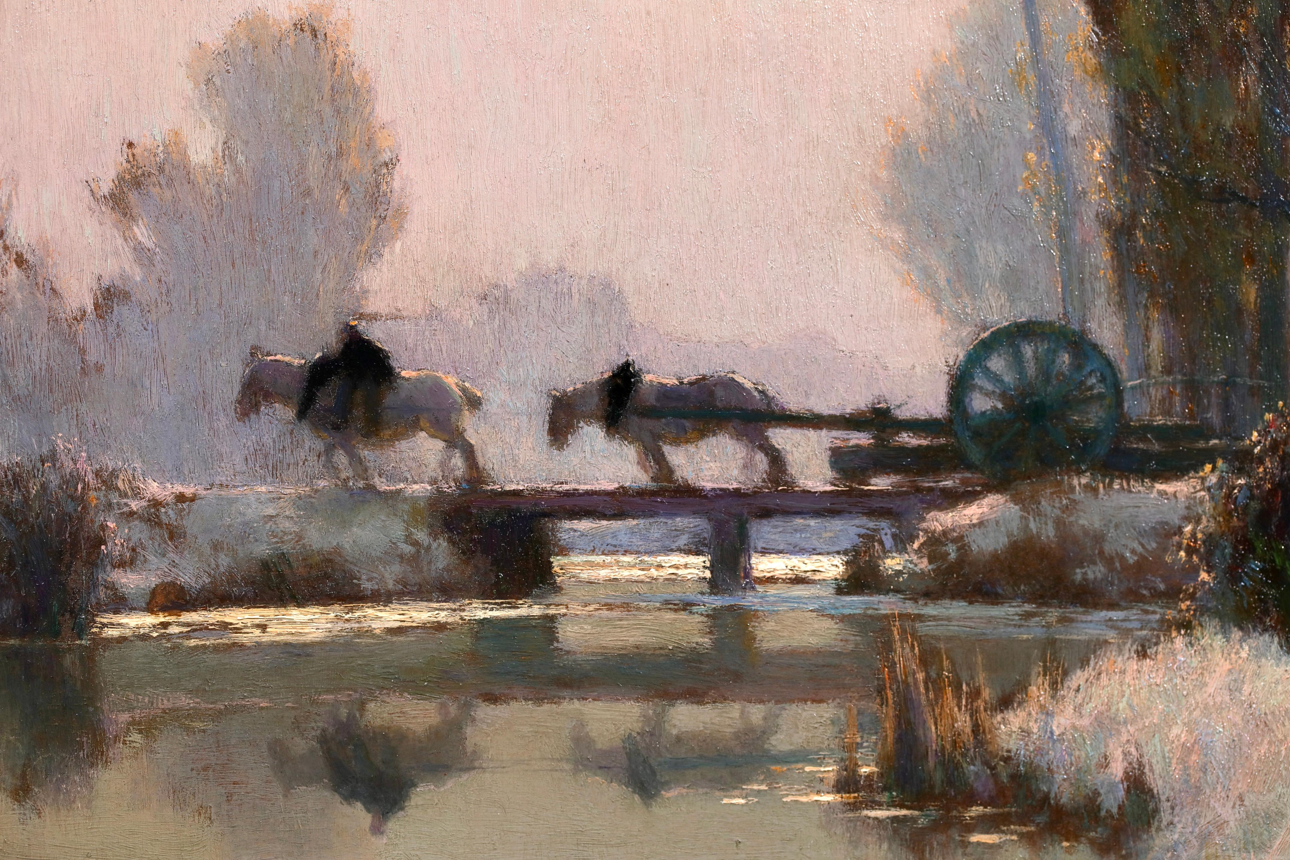 Givre et Soleil - Impressionist Riverscape Oil by Alexandre Jacob 3