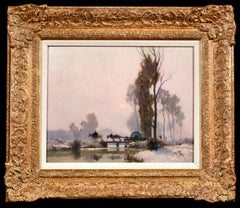 Givre et Soleil - Impressionist Riverscape Oil by Alexandre Jacob