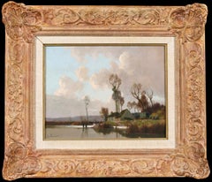 La Roulotte dans Le Marais - Impressionist Riverscape Oil by Alexandre Jacob