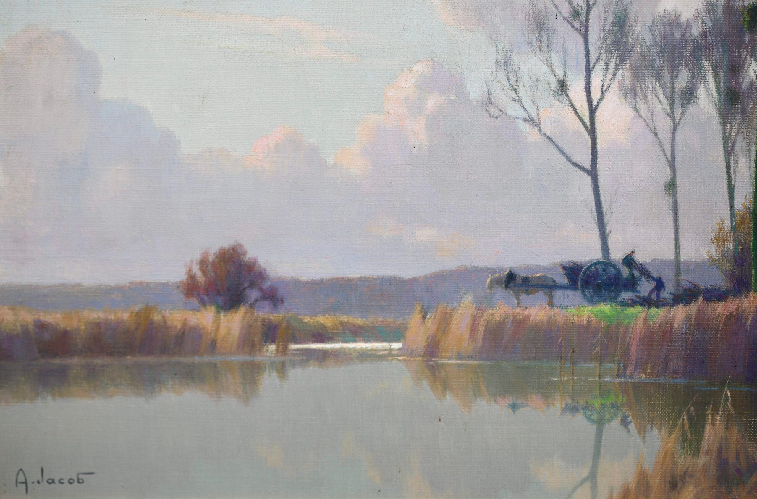Marecages en Seine et Marne - Impressionist Riverscape Oil by Alexandre Jacob For Sale 3