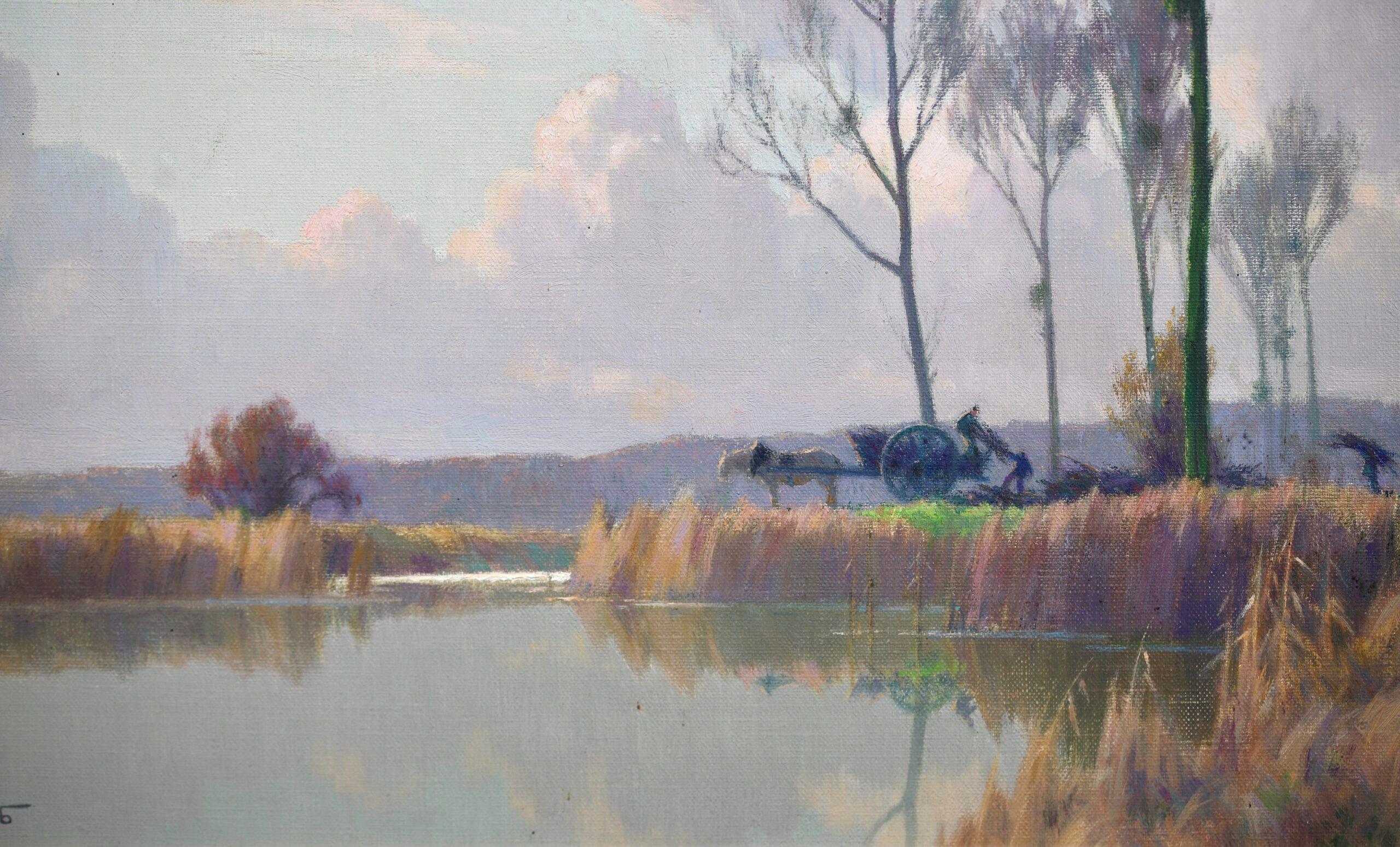 Marecages en Seine et Marne - Impressionist Riverscape Oil by Alexandre Jacob For Sale 4