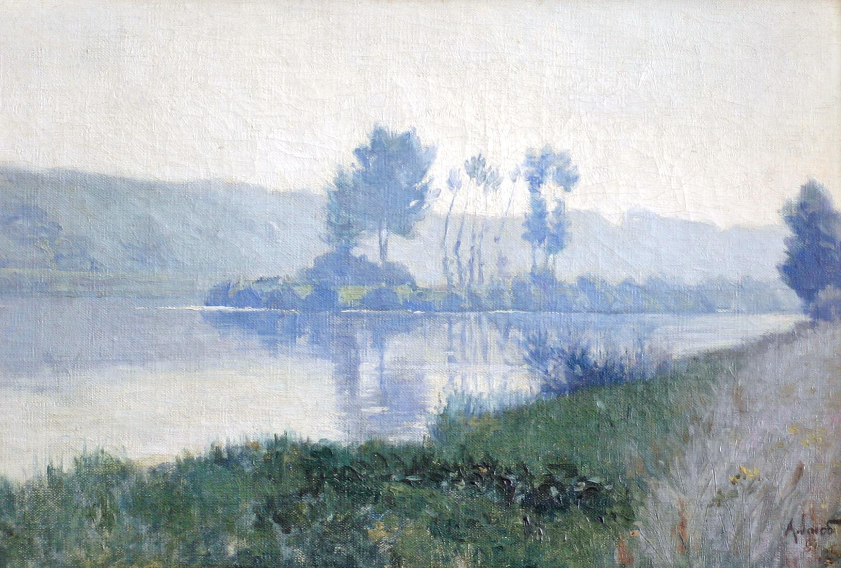 Alexandre Louis Jacob Landscape Painting - Misty Morning