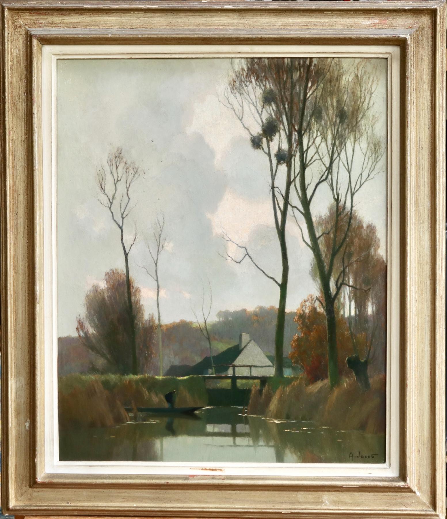 Novembre a la Reserve - Impressionist Oil, River in Landscape by Alexandre Jacob - Painting by Alexandre Louis Jacob