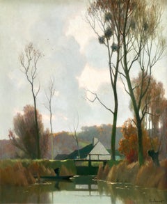 Novembre a la Reserve - Huile impressionniste:: Rivière dans le paysage d'Alexandre Jacob