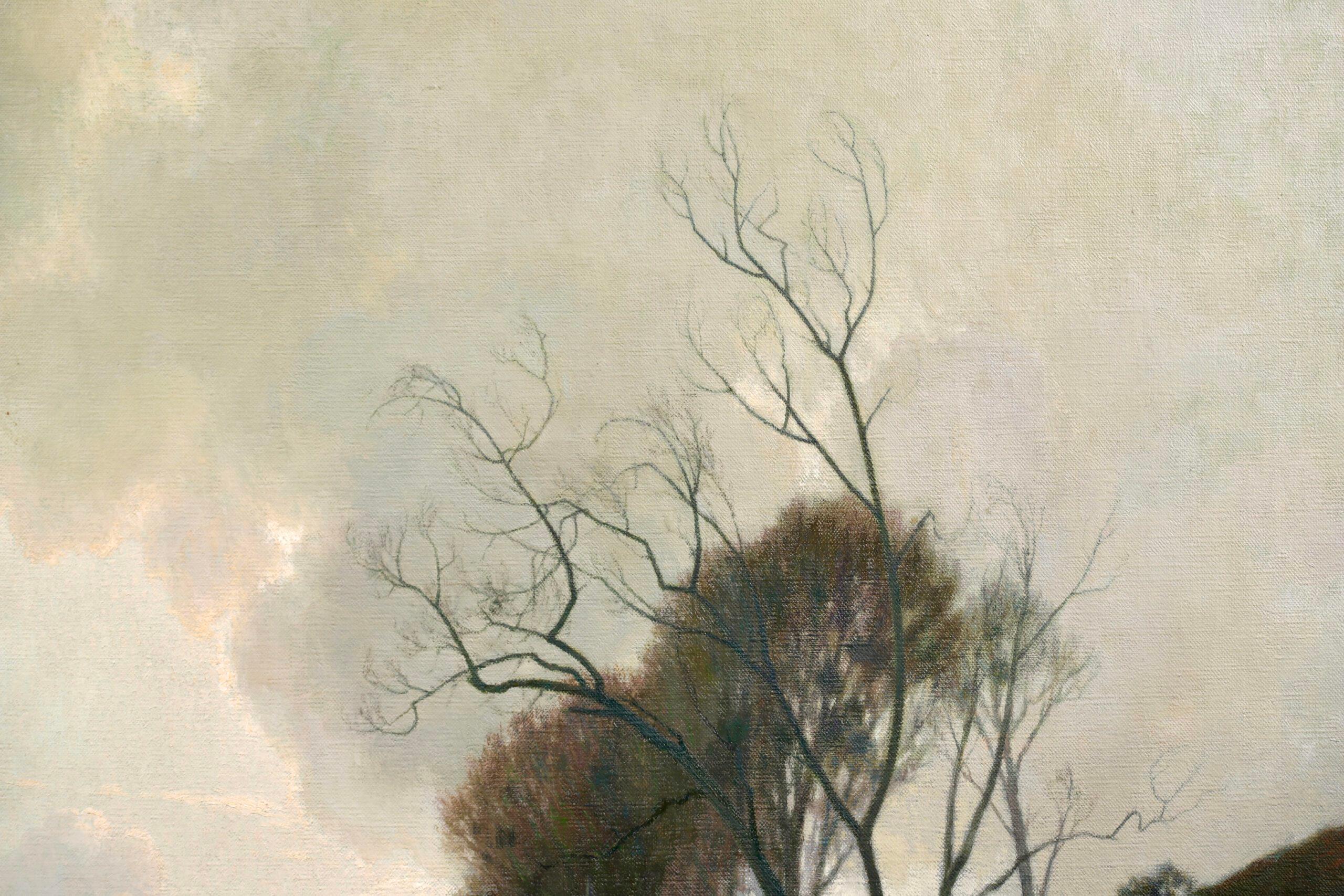 Nuages sur la Seine – Fevrier – Impressionistische Flusslandschaft, Öl von Alexandre Jacob (Impressionismus), Painting, von Alexandre Louis Jacob
