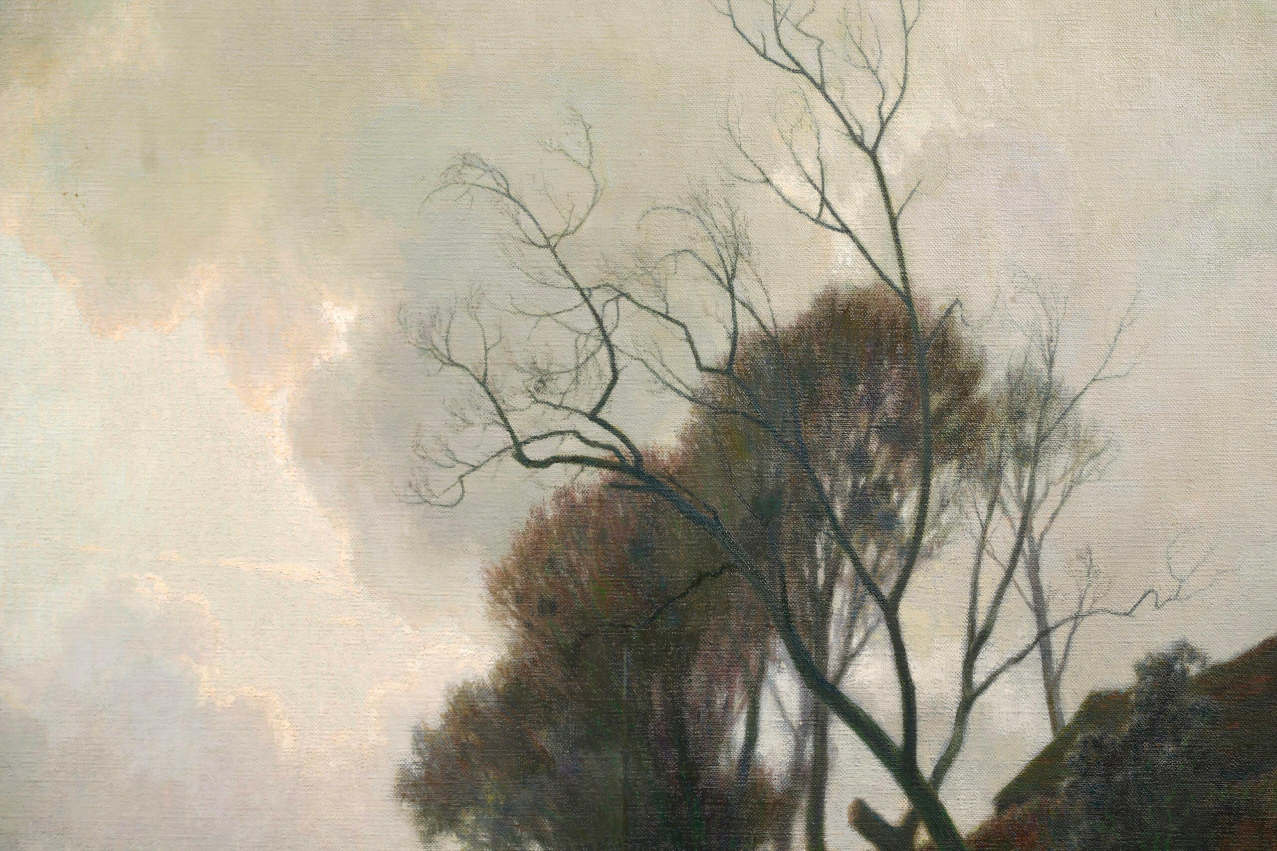 Eine gute Größe signiert Öl auf Leinwand Landschaft circa 1930 von beliebten Französisch impressionistischen Maler Alexandre Louis Jacob. Das Werk zeigt einen Blick auf die Seine. Die kalte Szene spielt im Februar. Ein kleines Dampfboot und ein