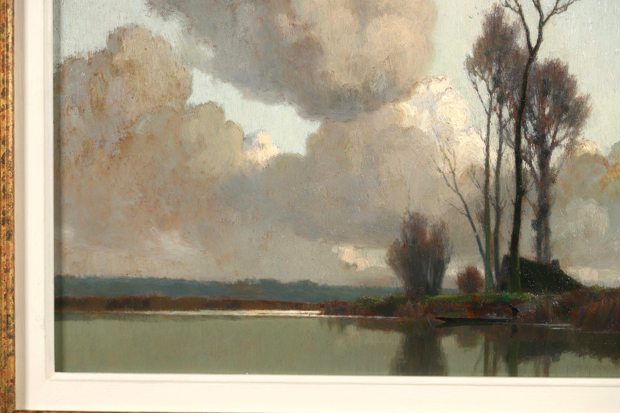 Paysage de marais - Peinture à l'huile impressionniste de paysage fluvial d'Alexandre Jacob en vente 3