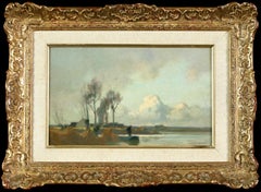 Pecheur dans les Marais - Impressionist Riverscape Oil by Alexandre Jacob