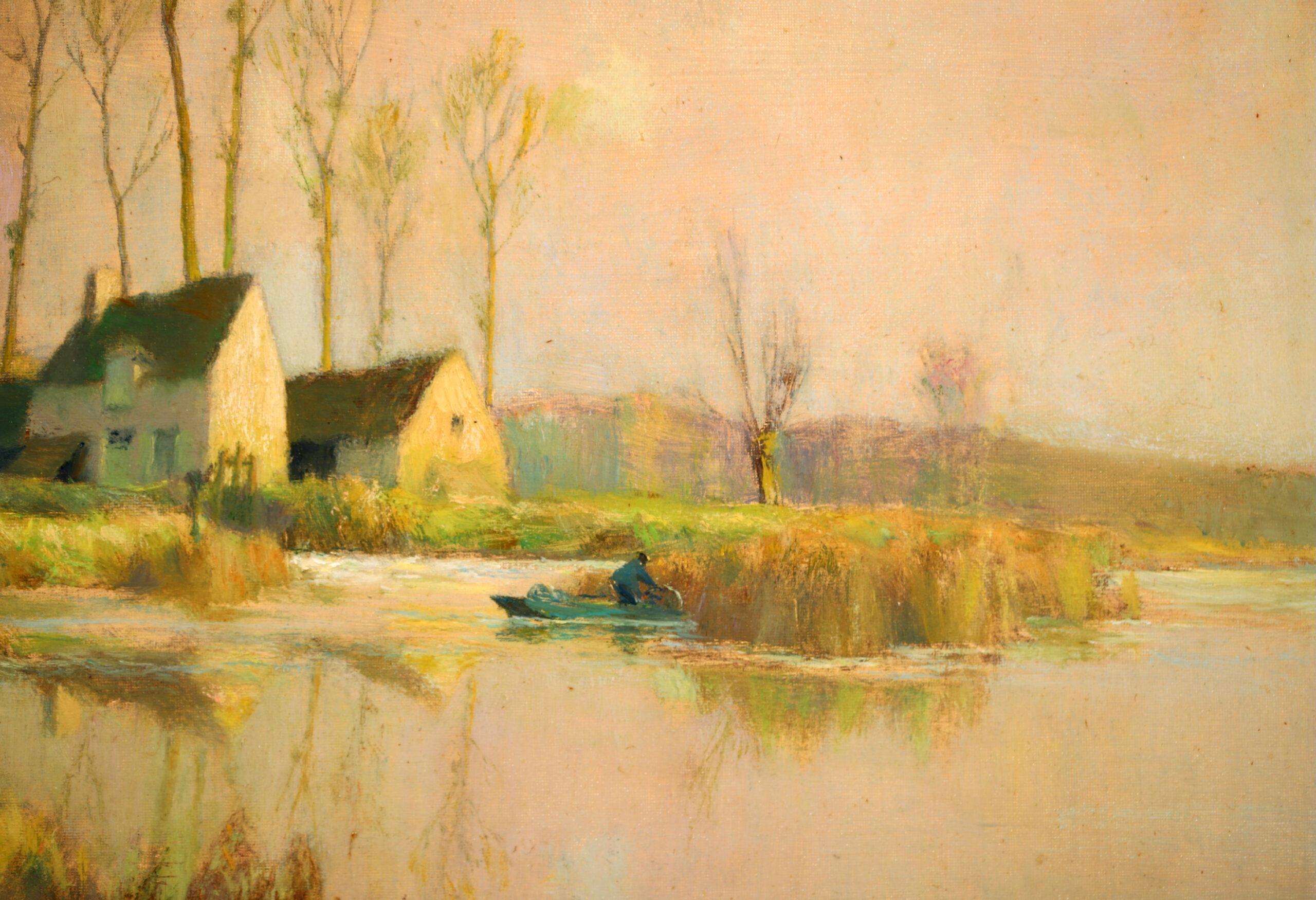 Soleil de Novembre – Impressionistische Flusslandschaft, Öl von Alexandre Jacob im Angebot 2