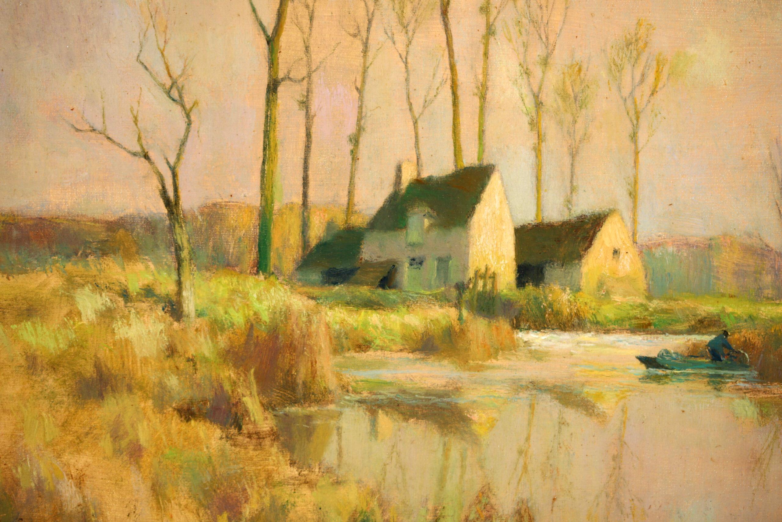 Soleil de Novembre – Impressionistische Flusslandschaft, Öl von Alexandre Jacob im Angebot 3