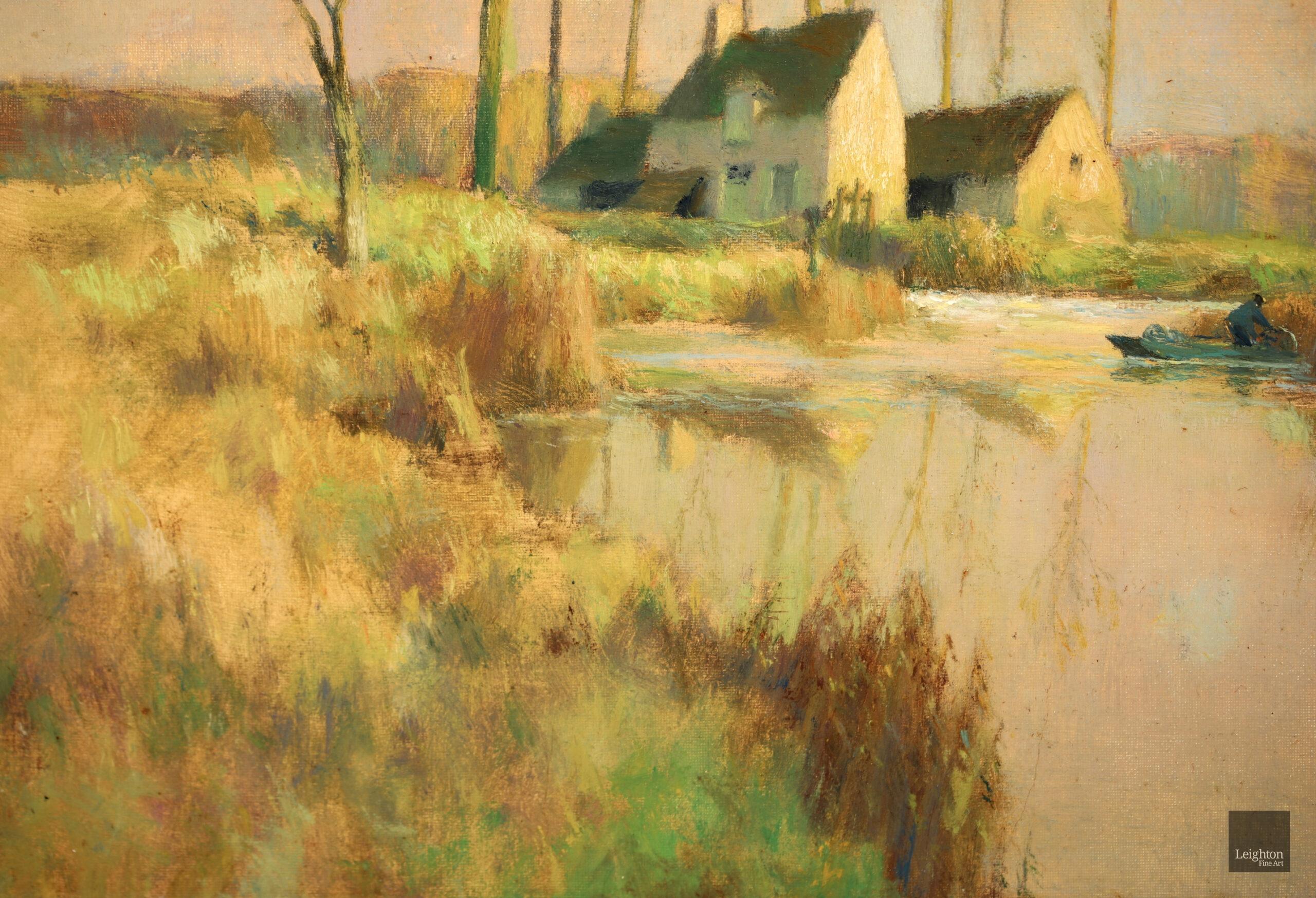 Soleil de Novembre - Impressionist Riverscape Oil by Alexandre Jacob For Sale 6