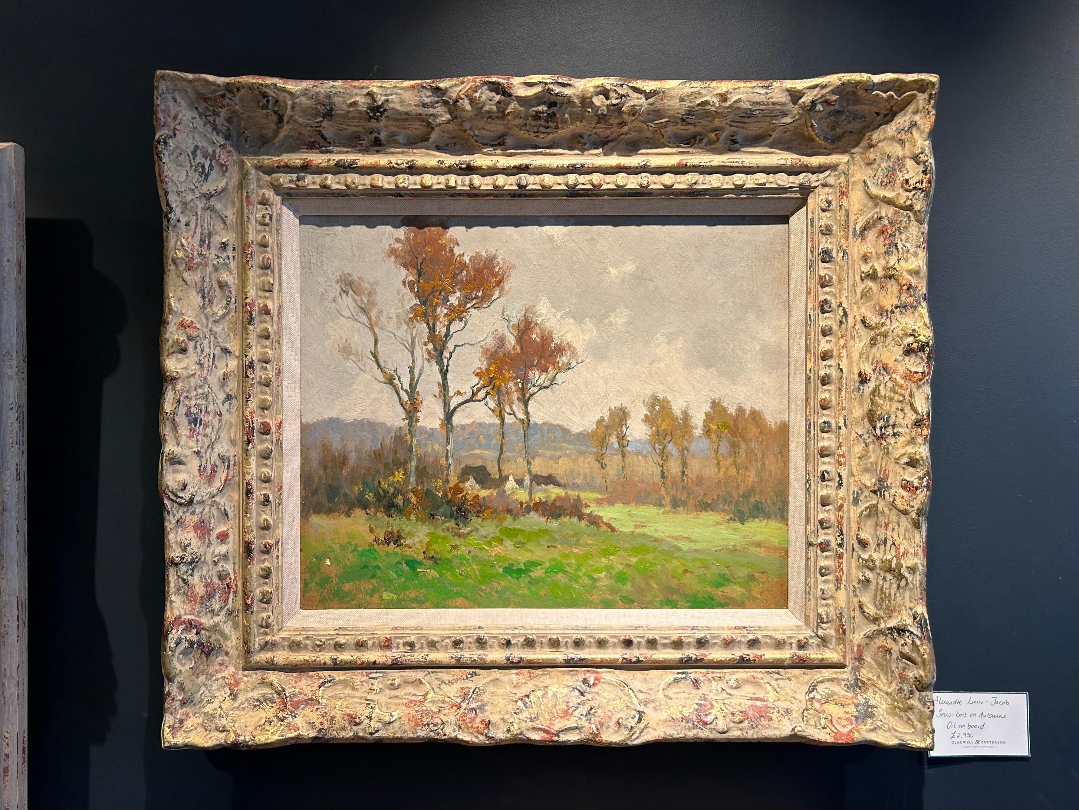 Sous-bois en Automne, Pittura di paesaggio autunnale - Painting di Alexandre Louis Jacob