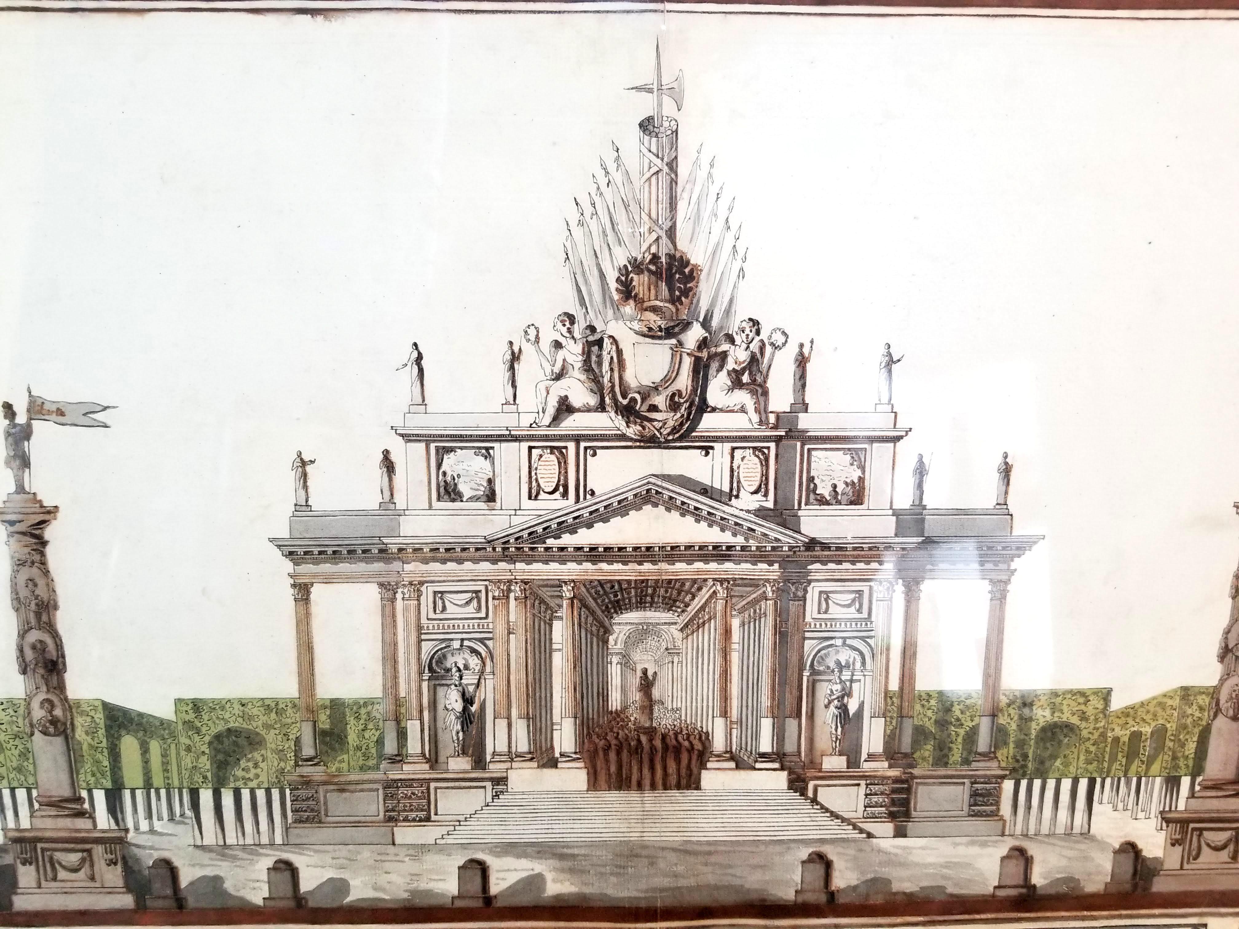 American Alexandre Louis Rendering of Monument Presented to Benjamin Franklin in 1777 For Sale