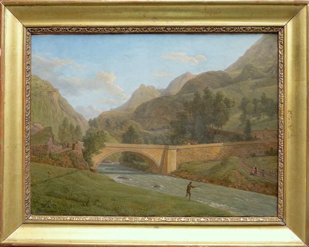 View of the bridge of Saint Sauveur-les-Bains, Pyrénées, France