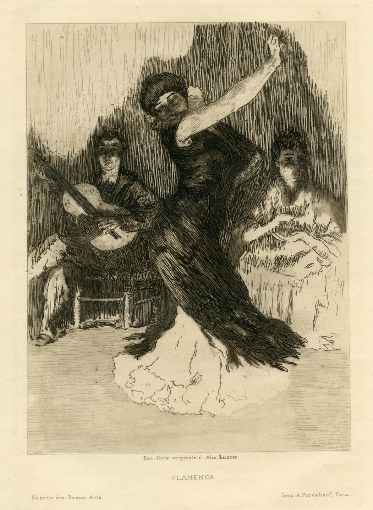 "Flamenca" original etching - Print by Alexandre Lunois
