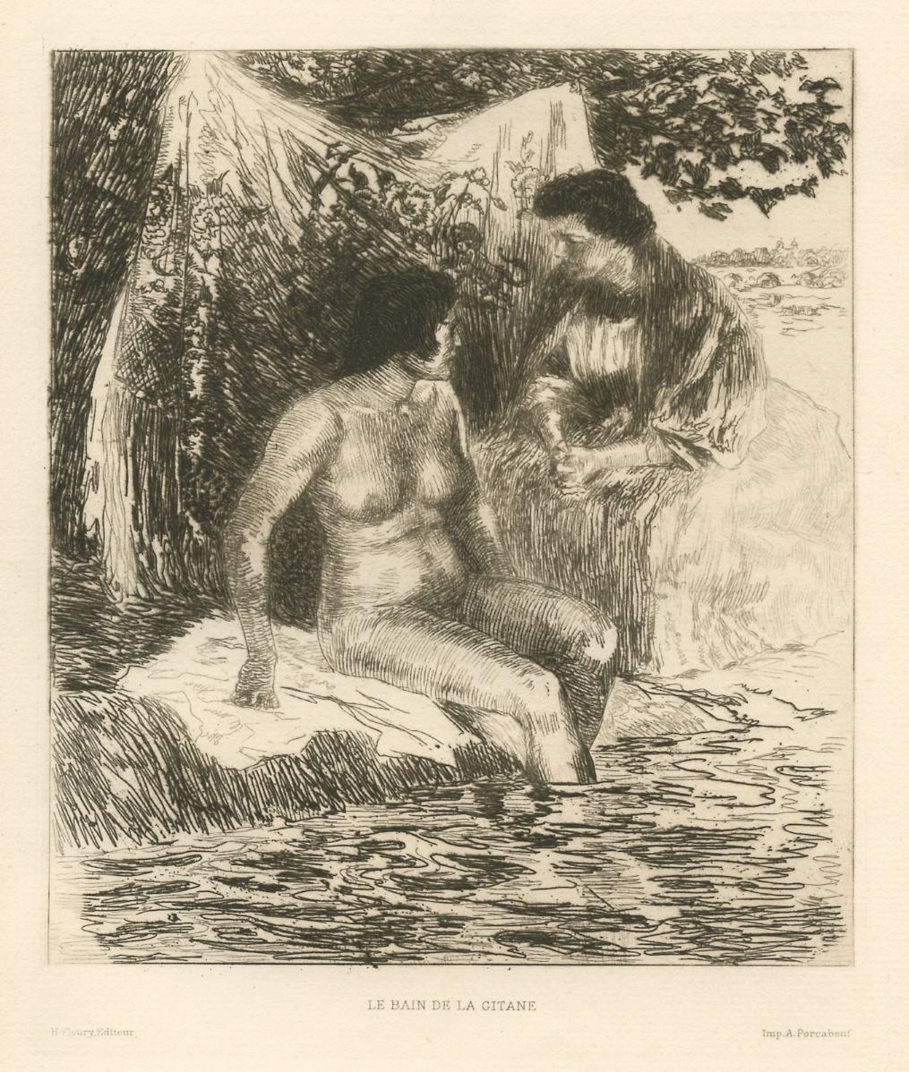 "Le bain de la Gitane" etching - Print by Alexandre Lunois
