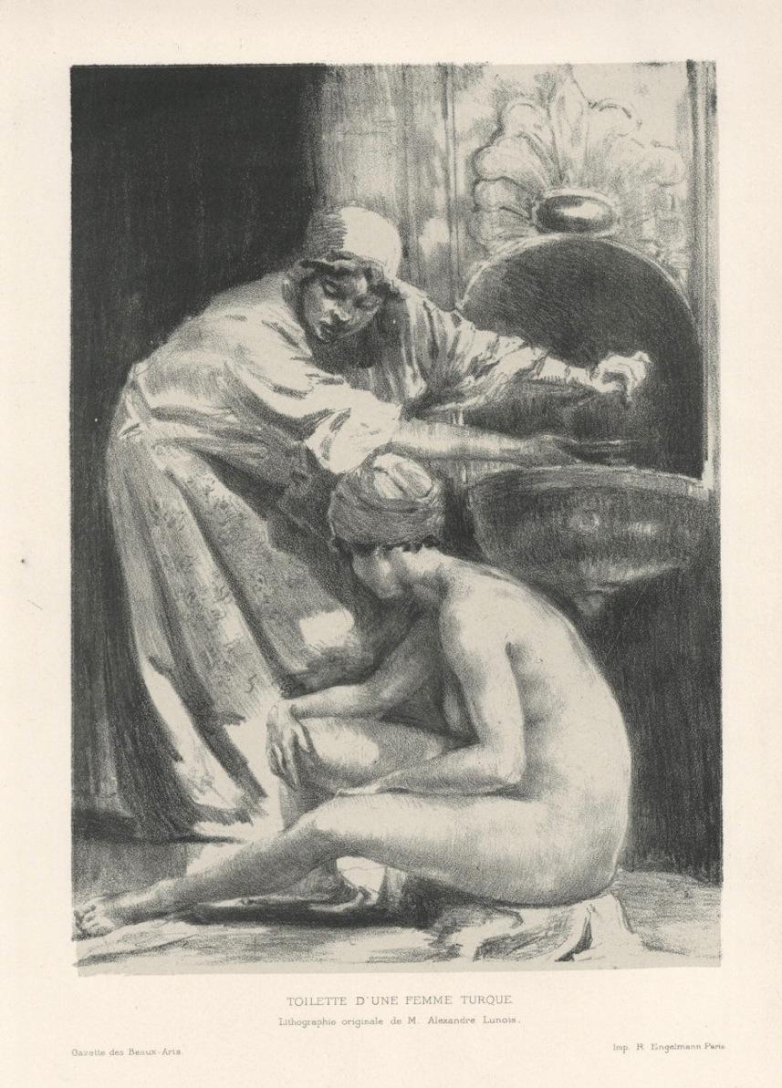 Original-Lithographie „Toilette d'une femme turque“ – Print von Alexandre Lunois