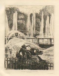 Antique "Un coin du Bassin de Neptune" etching