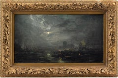 Alexandre Marcette - bateaux de croisière à Dordrecht, Pays-Bas, peinture à l'huile