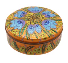 ALEXANDRE MARTY 1940 Caja redonda decorativa de Limoges con esmalte sobre cobre